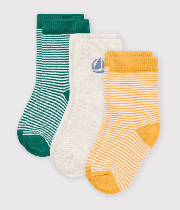 3 paia di calzini in cotone a righe neonato multicolore