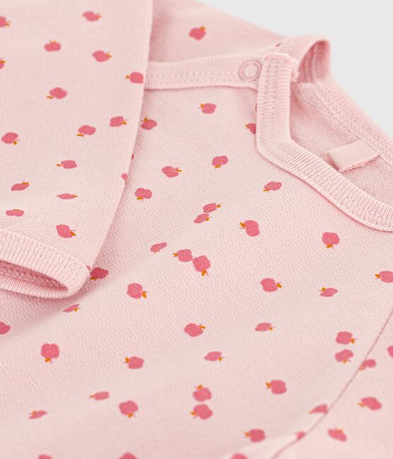 Pigiama in tessuto felpato spazzolato con stampa neonato rosa JOLI/bianco MULTICO
