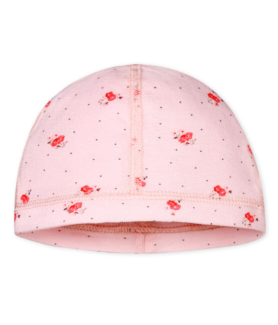 Cuffietta nascita bebè unisex fantasia rosa VIENNE/bianco MULTICO