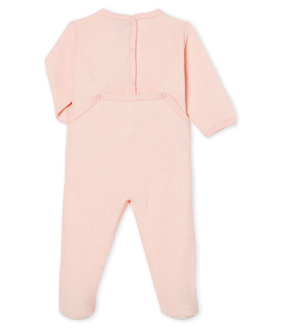 Tutina bebé femmina in spugna bouclette grattata super calda rosa MINOIS
