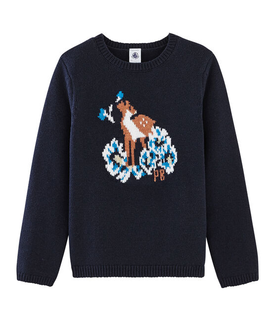 Pull bambina blu SMOKING/bianco MULTICO