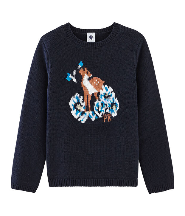 Pull bambina blu/multicolore