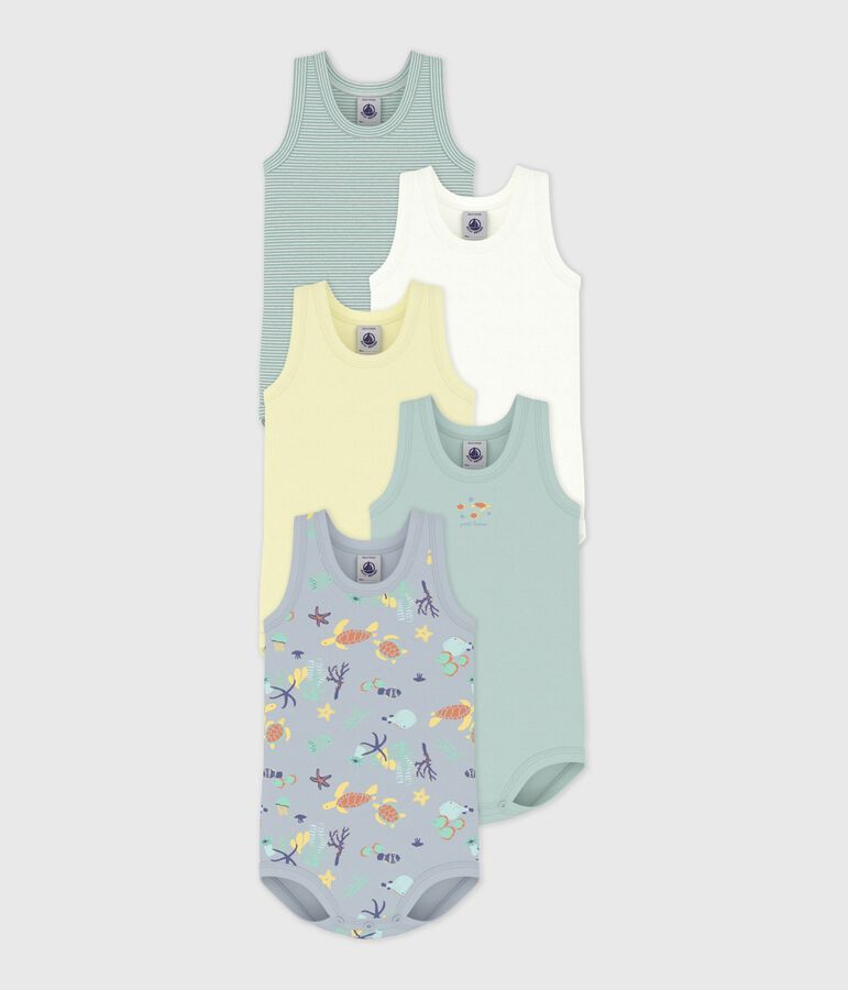 Set di body senza maniche in cotone con stampa neonato multicolore