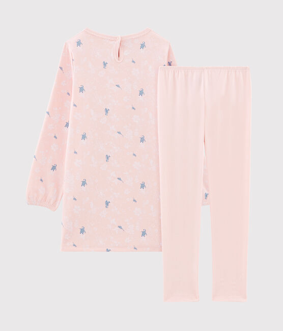 Camicia da notte a manica lunga con fantasia pinguino bambina in jersey double face rosa MINOIS/bianco MULTICO