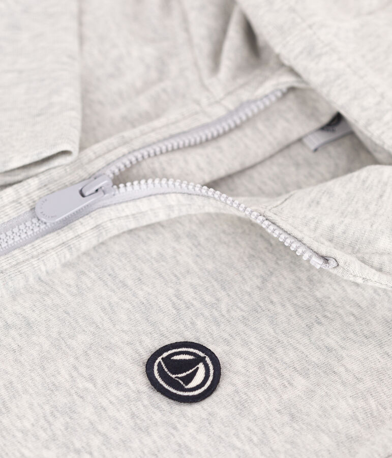 Felpa con cappuccio e cerniera in cotone tinta unita bambino grigio