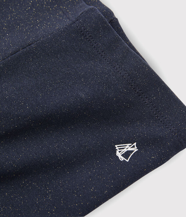 Leggings in jersey bambina blu/giallo