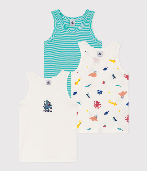 Confezione da 3 canottiere bambino in cotone multicolore