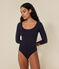 Body in cotone ed elastan donna blu SMOKING