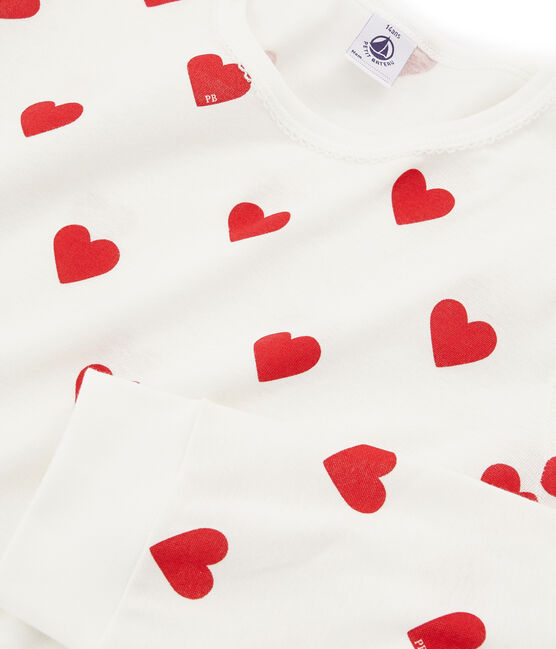 Pigiama ragazza - ragazzo a costine bianco MARSHMALLOW/rosso TERKUIT