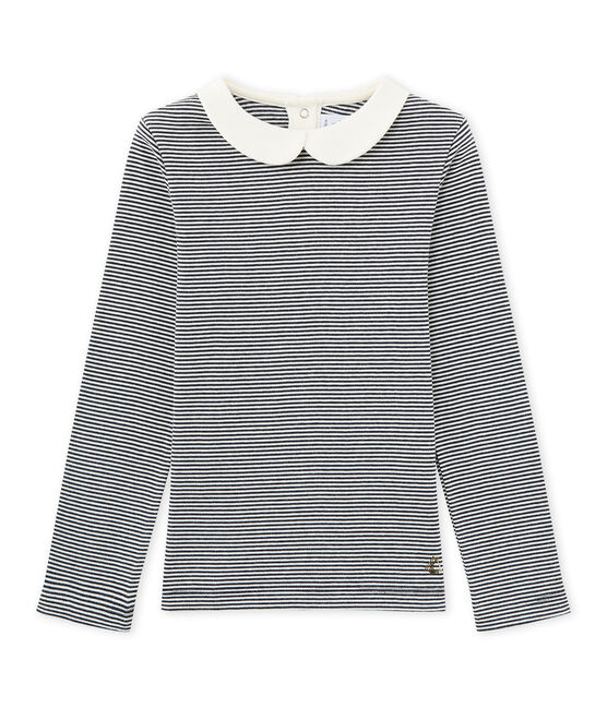 T-shirt maniche lunghe millerighe blu SMOKING/beige COQUILLE