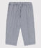 Pantaloni bebè in tela a righe. blu MEDIEVAL/bianco MARSHMALLOW