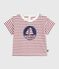 T-shirt a maniche corte in cotone a righe neonato rosso MILK/ AMARANTE