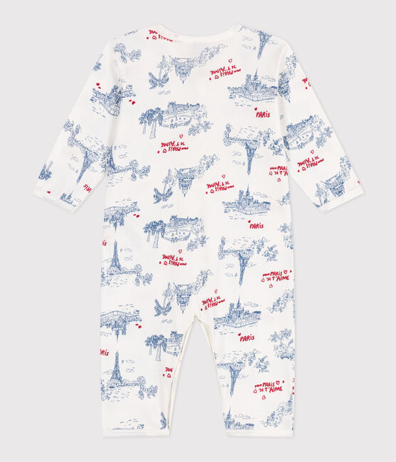 Pigiama senza piedini in cotone con motivo Parigi neonato bianco MARSHMALLOW/bianco MULTICO