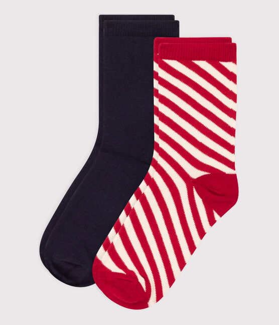 Confezione da 2 paia di calzini a righe bambino unisex variante 1