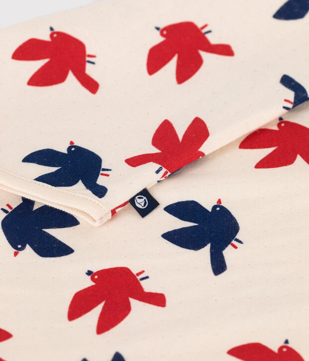 T-shirt a maniche lunghe in cotone con stampa bambina ecru/multicolore