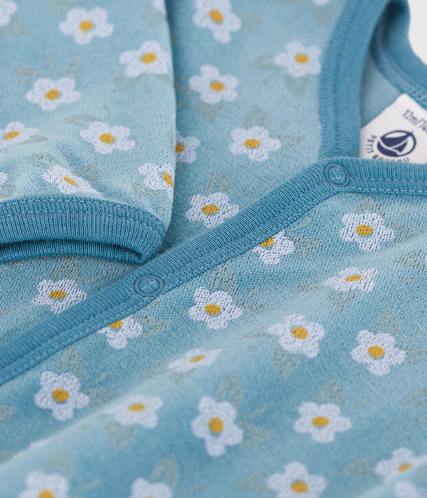 Pigiama beb&egrave; fiori in ciniglia blu/multicolore