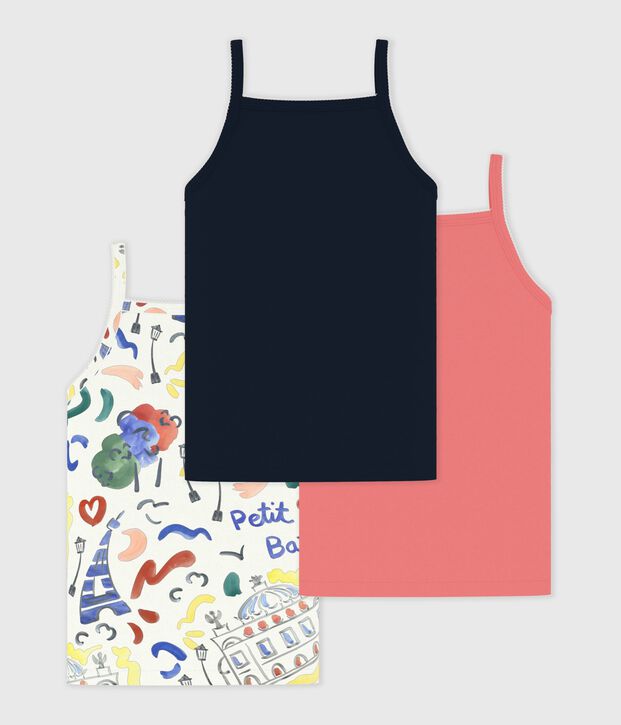 Set di canotte con spalline in cotone con stampa Op&eacute;ra bambina multicolore