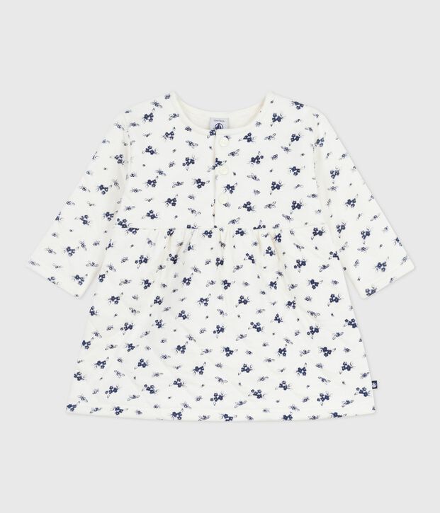 Abito a maniche lunghe in cotone con stampa a fiori neonata blu/blu