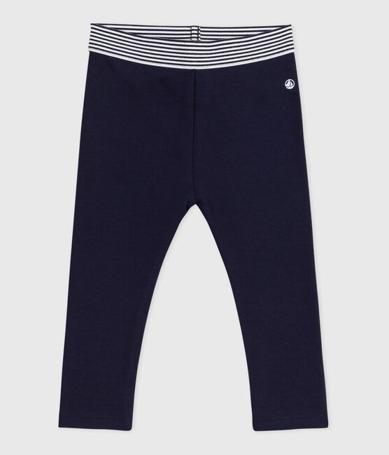 Leggings in cotone spesso tinta unita neonato blu SMOKING