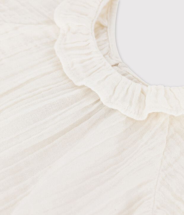 Blusa per beb&egrave; in garza di cotone biologico bianco
