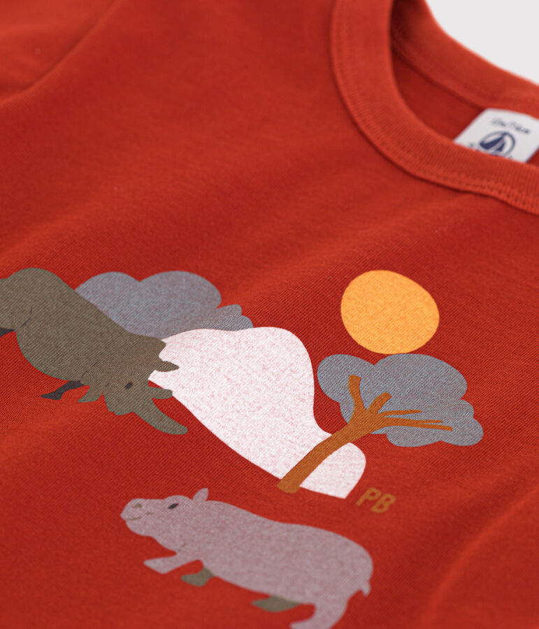 T-shirt beb&egrave; a maniche corte in jersey con motivo rosso HARISSA