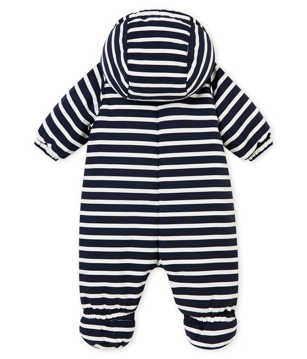 Tutina da pilota in microfibra a righe marinare per neonato blu/bianco