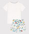 Pigiama corto esploratore in cotone bambino unisex bianco MARSHMALLOW/bianco MULTICO