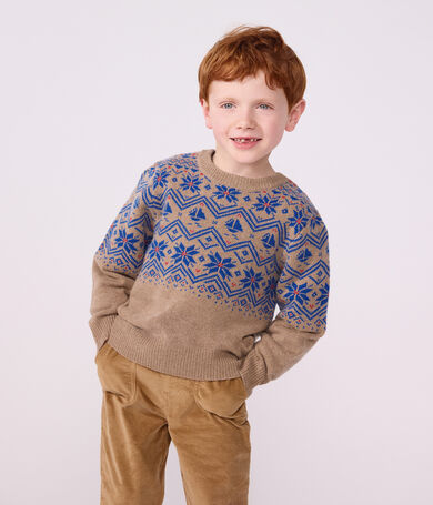 Pullover in misto lana e cotone jaquard bambino