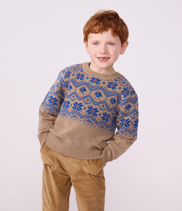 Pullover in misto lana e cotone jaquard bambino multicolore/multicolore