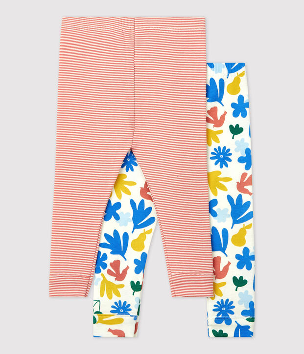 Confezione da 2 leggins fantasia in cotone beb&egrave; multicolore