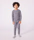 T-shirt a maniche lunghe in misto lana e cotone a righe bambino