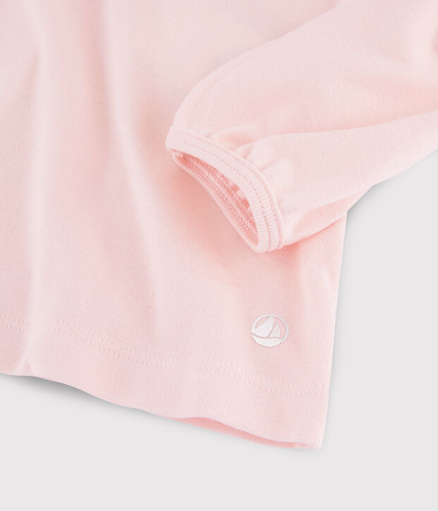 T-shirt con scollo bambina rosa