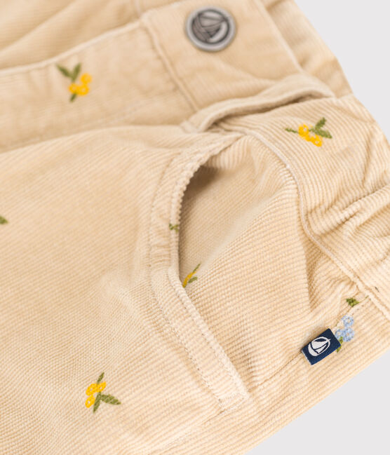 Pantaloni in velluto fantasia bambina beige CAJOU/ MULTICO