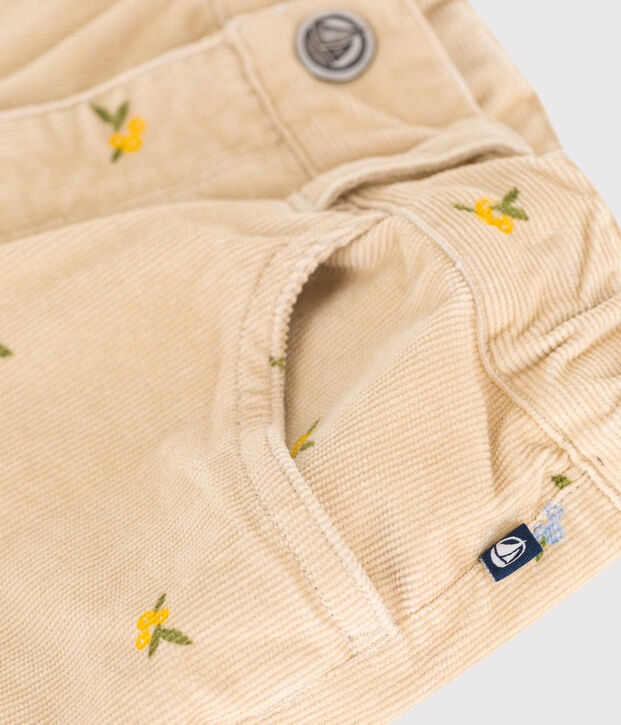 Pantaloni in velluto fantasia bambina beige/multicolore