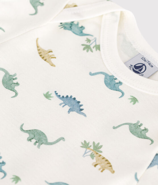 Body a maniche corte in cotone con stampa neonato bianco MARSHMALLOW/bianco MULTICO