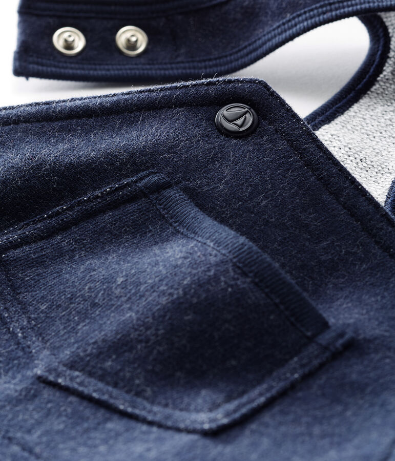 Salopette lunga in molleton per beb&egrave; maschio. blu SMOKING