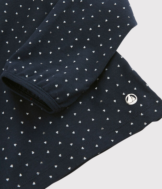 T-shirt con scollo bambina blu/multicolore