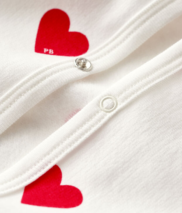 Pigiama a cuori rossi in felpato neonato bianco/rosso