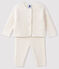 Completo bianco 2 pezzi neonato in maglia bianco MARSHMALLOW