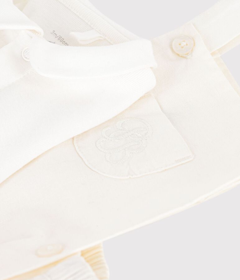 Set 2 pezzi in cotone/lino con dettaglio ricamato neonato multicolore