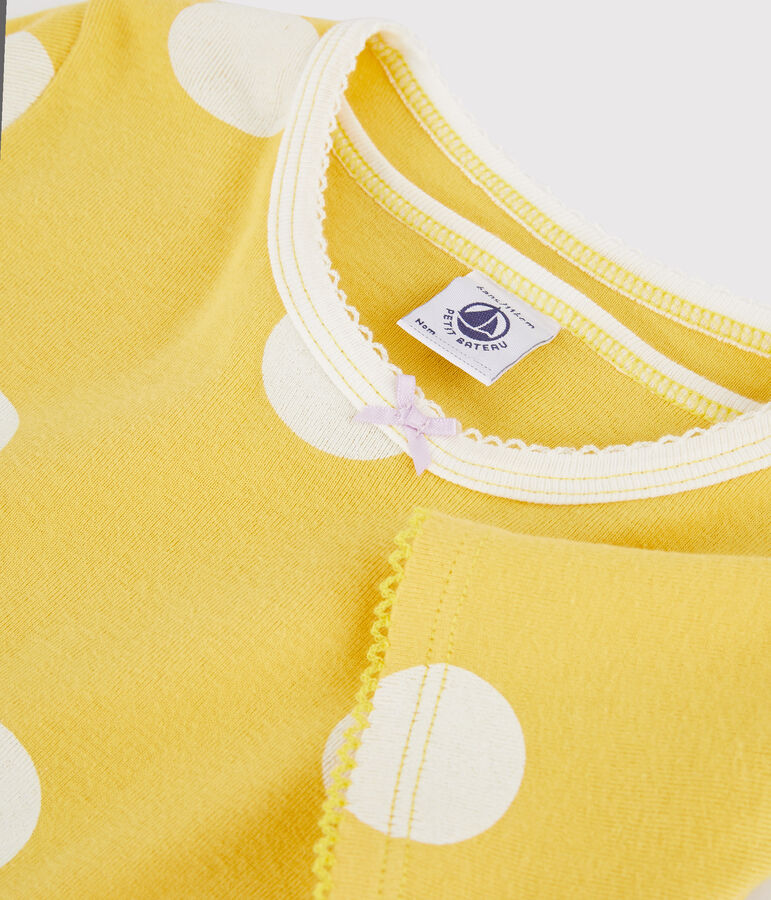 Pigiama bambino corto a pois a costine giallo/bianco