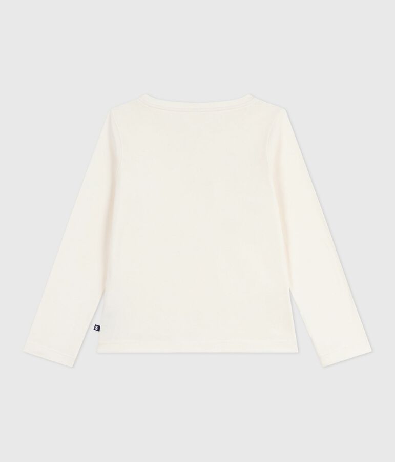 T-shirt a maniche lunghe in cotone con stampa bambina ecru/multicolore