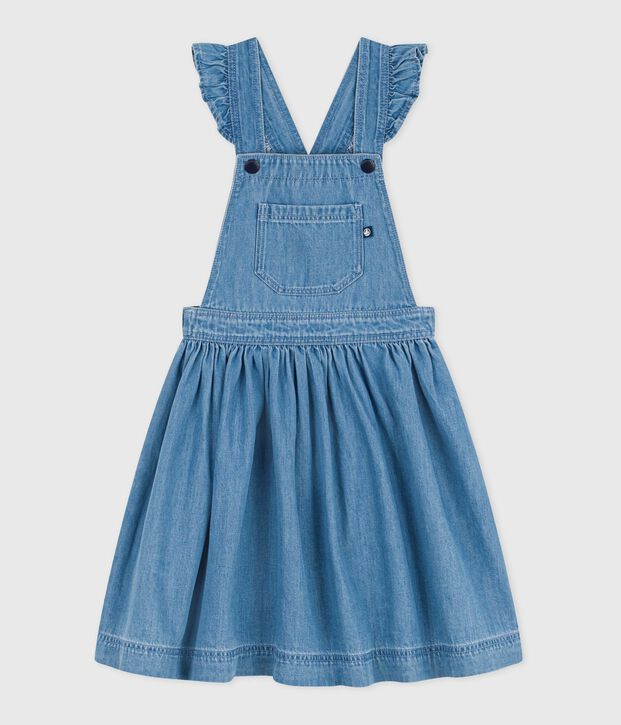 Abito salopette in cotone bambina blu