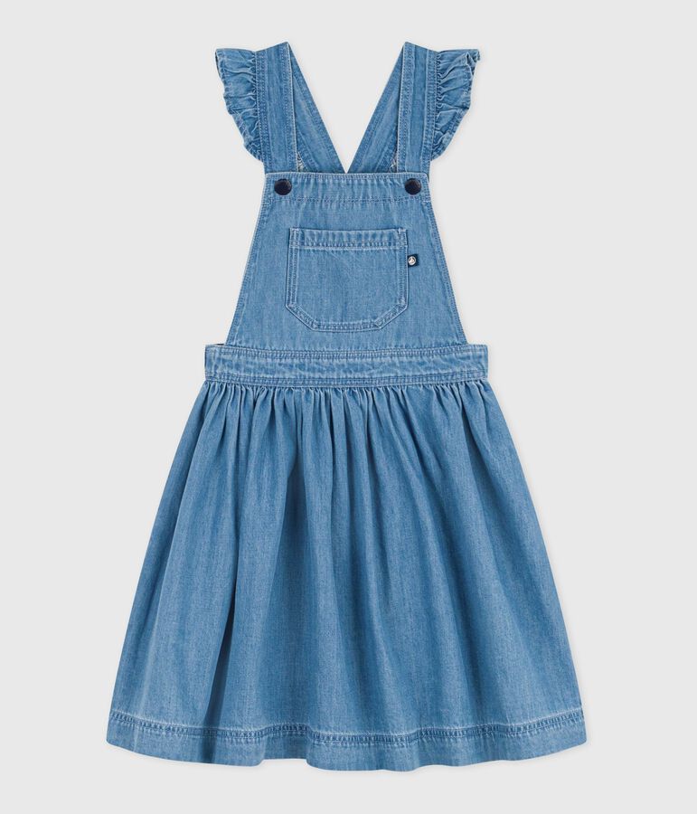 Abito salopette in cotone bambina blu DENIM CLAIR