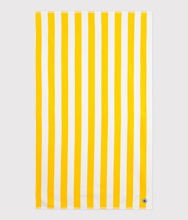 Telo mare in spugna di cotone a righe giallo/bianco