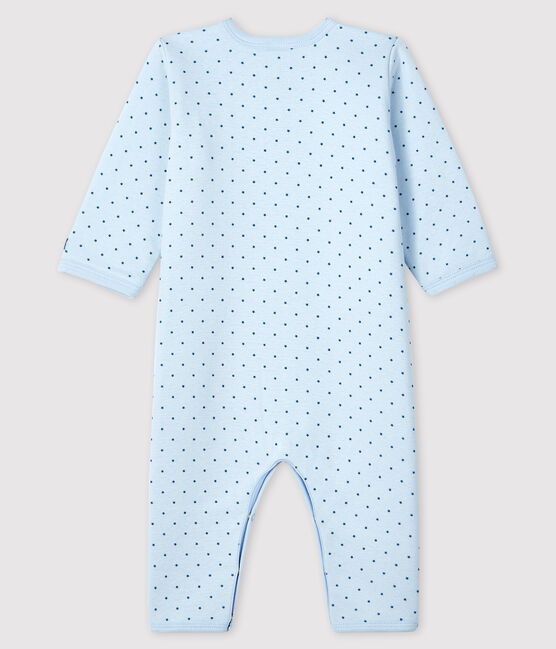Tutina senza piedi bebè maschio a costine in ovatta blu FRAICHEUR/ MOZAIK