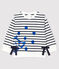 Marinière maniche lunghe in jersey bebè femmina. bianco MARSHMALLOW/blu SMOKING