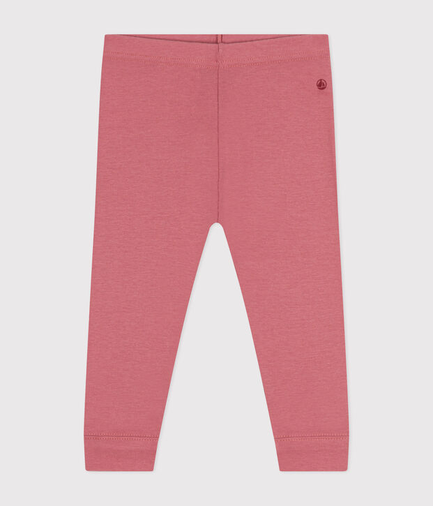 Leggings in cotone tinta unita neonato rosa
