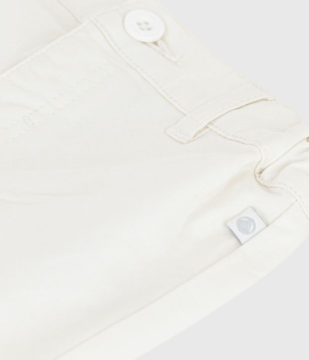 Shorts in cotone tinta unita neonato bianco