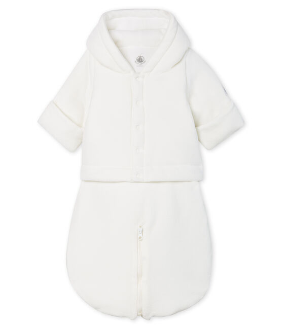 Tutina da pilota 3 in 1 bebè in ciniglia bianco MARSHMALLOW